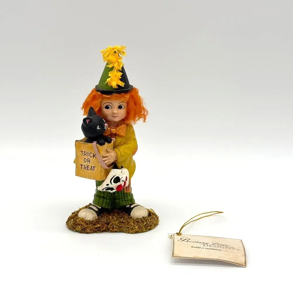 Bethany Lowe Clowning Around Carson Halloween Clown Boy W/ Cat Figurine NEW